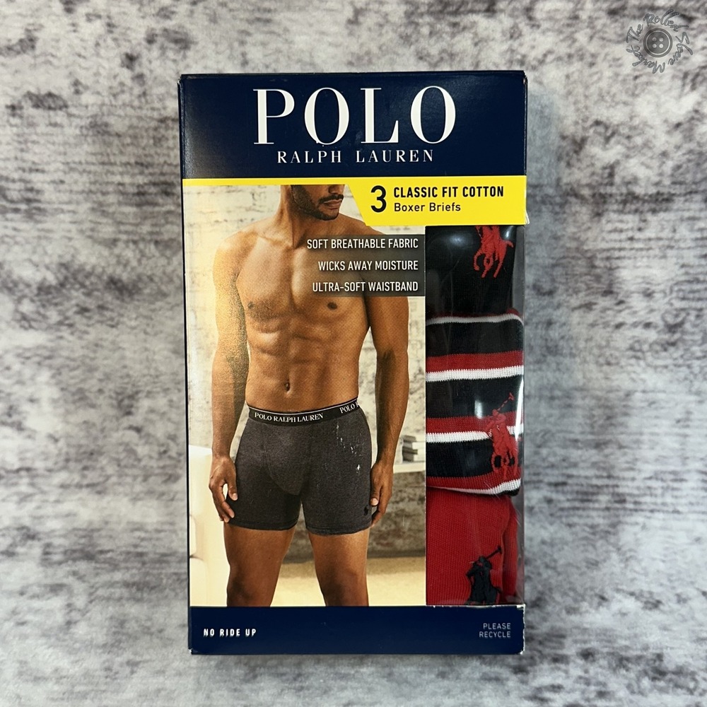 NIB Polo Ralph Lauren Classic Fit Cotton Boxer Briefs 3-Pack‎ M MSRP $49.50